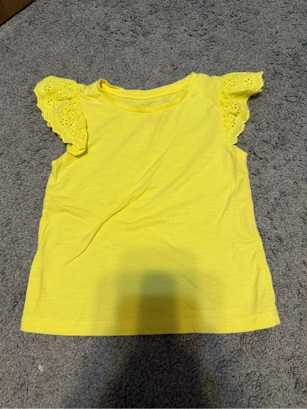 Cat & Jack Bright Yellow Eyelet Flutter Sleeve Tee